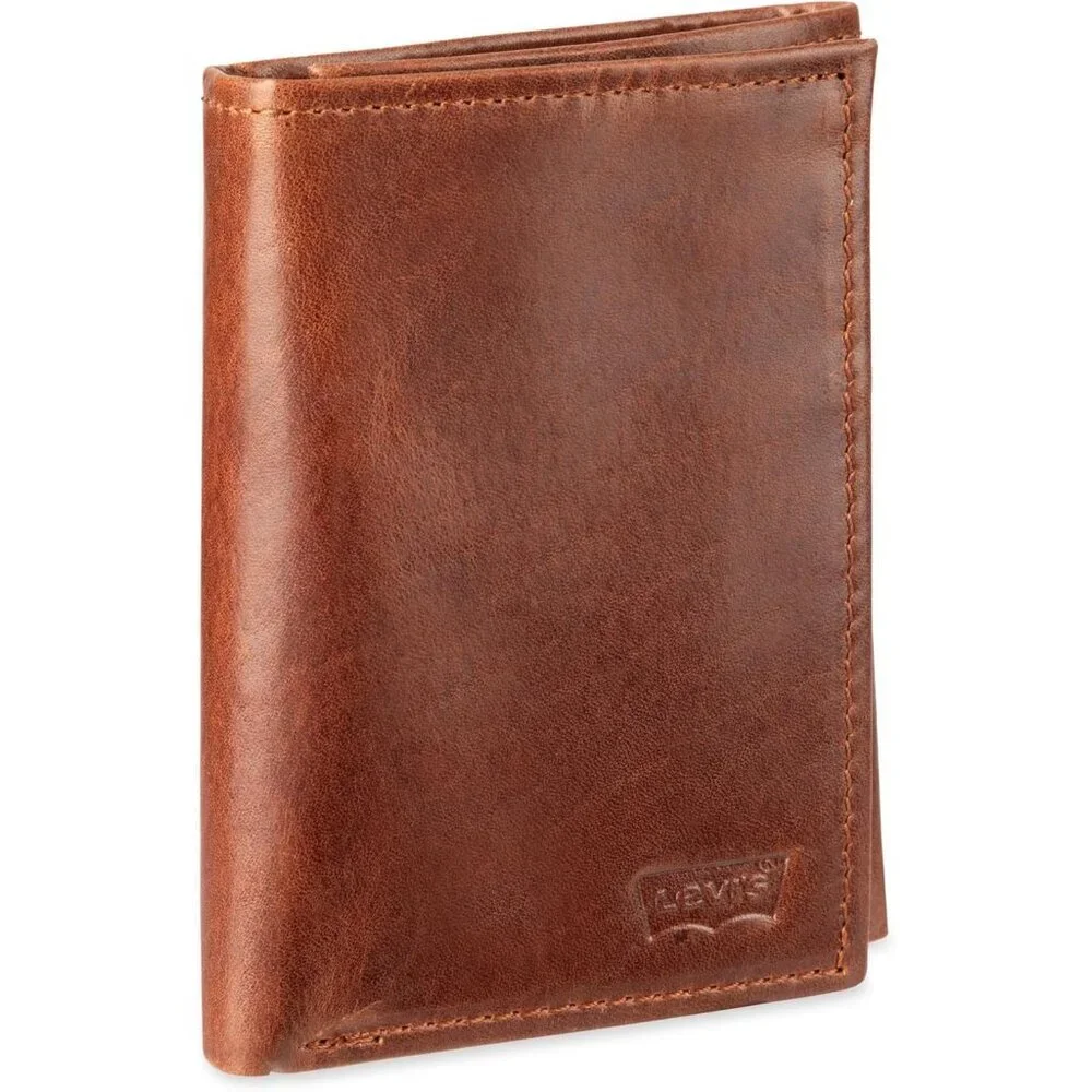 Men's Dark Tan Wallet Style Includes Window Credit Card Holder Designed
